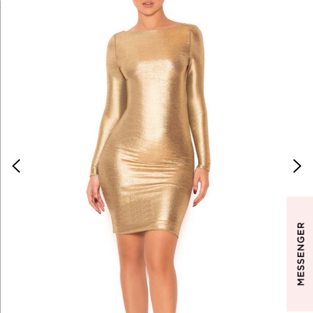 Gold House of CB Open Back Dress